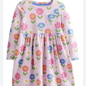 Mini Boden Pink Floral Smiley Face Dress Sz 7-8